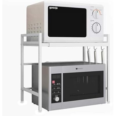 LANTUS Meuble Rangement de Cuisine Support Four Micro-Ondes avec 2 Niveaux d'étagère Extensible en Hauteur & Largeur- avec 3 Crochets Parfaits pour accrocher Vos ustensiles de Cuisine - Publicité LANTUS Meuble Rangement de Cuisine Support Four Micro-Ondes avec 2 Niveaux d'étagère Extensible en Hauteur & Largeur- avec 3 Crochets Parfaits pour accrocher Vos ustensiles de Cuisine - Publicité