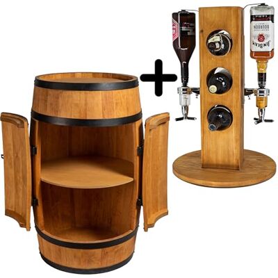 Creative Ensemble d'un bar en bois tonneau à vin avec porte et un casier à vin avec 2 becs verseurs en chêne, 3_DPD-S_2N_D - Publicité Creative Ensemble d'un bar en bois tonneau à vin avec porte et un casier à vin avec 2 becs verseurs en chêne, 3_DPD-S_2N_D - Publicité