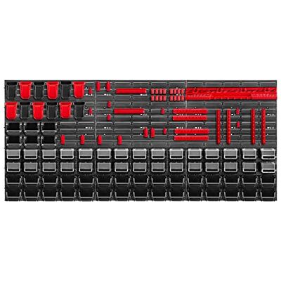 KADAX Lot de 121 Grande étagère murale à outils, système de stockage 174 x 78 cm, en plastique robuste, système modulaire résistant aux UV, plaques murales extensibles, étagère (rouge et noir) - Publicité KADAX Lot de 121 Grande étagère murale à outils, système de stockage 174 x 78 cm, en plastique robuste, système modulaire résistant aux UV, plaques murales extensibles, étagère (rouge et noir) - Publicité