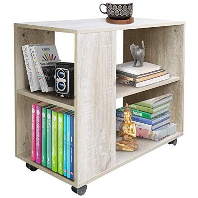 BAKAJI Bibliothèque Basse étagère à 5 étagères avec Roues en Bois mélaminé, Table latérale pour canapé, Design Moderne, pour Salon, Maison ou Bureau (Beige) - Publicité BAKAJI Bibliothèque Basse étagère à 5 étagères avec Roues en Bois mélaminé, Table latérale pour canapé, Design Moderne, pour Salon, Maison ou Bureau (Beige) - Publicité