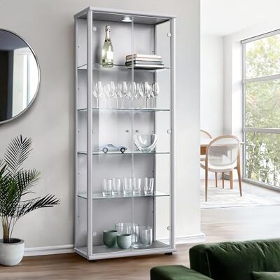 K-Möbel Meuble vitrine Verre 2-Portes (176x67x33cm) Fabriqué en Allemagne Vitrine Salle a Manger Argent/Alu avec 4 étagères en Verre réglables & LED Armoires vitrées de présentation Figurine - Publicité K-Möbel Meuble vitrine Verre 2-Portes (176x67x33cm) Fabriqué en Allemagne Vitrine Salle a Manger Argent/Alu avec 4 étagères en Verre réglables & LED Armoires vitrées de présentation Figurine - Publicité