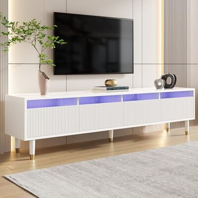 BTM Meuble TV Moderne Blanc 178cm – Design Minimaliste, Grand Rangement, 4 Tiroirs, MDF & Acrylique, Idéal pour Salon, Stable - Publicité BTM Meuble TV Moderne Blanc 178cm – Design Minimaliste, Grand Rangement, 4 Tiroirs, MDF & Acrylique, Idéal pour Salon, Stable - Publicité