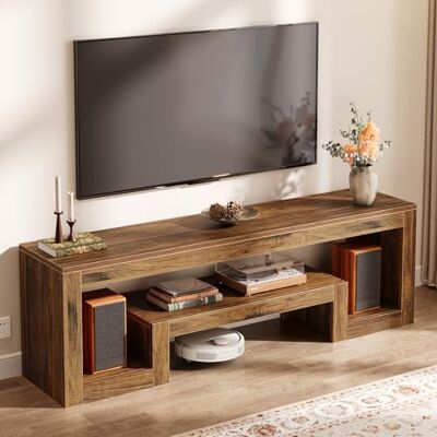 Tribesigns Meuble TV de 160 cm pour Télévision jusqu'à 65 Pouces, avec Compartiments Ouverts, Étagères, pour Salon, Salle de Jeu, Style Industriel, Marron Rustique - Publicité Tribesigns Meuble TV de 160 cm pour Télévision jusqu'à 65 Pouces, avec Compartiments Ouverts, Étagères, pour Salon, Salle de Jeu, Style Industriel, Marron Rustique - Publicité