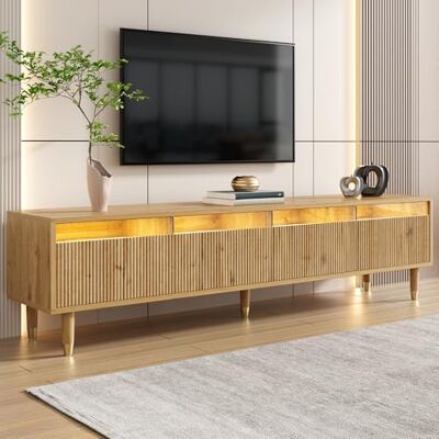 BTM Meuble TV, 4 Tiroirs Rangement, MDF & Acrylique, Meuble Tele Banc Télé Table Bas Salon, Stable & Polyvalent, Bois - Publicité BTM Meuble TV, 4 Tiroirs Rangement, MDF & Acrylique, Meuble Tele Banc Télé Table Bas Salon, Stable & Polyvalent, Bois - Publicité