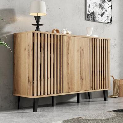 Merax Buffet, armoire à chaussures, pour couloir, entrée, salon, chambre à coucher, style maison de campagne, couleur bois, 150 cm - Publicité Merax Buffet, armoire à chaussures, pour couloir, entrée, salon, chambre à coucher, style maison de campagne, couleur bois, 150 cm - Publicité