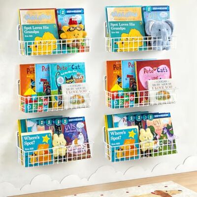 PUERSI Lot de 6 Étagères Muraux Enfant en Métal, Bibliothèque Murale, Étagère à Livres Mural pour Chambre d’Enfants, Rangement pour Livres, Filles et Garçons, Bébé Blanche - Publicité PUERSI Lot de 6 Étagères Muraux Enfant en Métal, Bibliothèque Murale, Étagère à Livres Mural pour Chambre d’Enfants, Rangement pour Livres, Filles et Garçons, Bébé Blanche - Publicité
