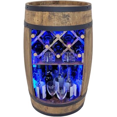weeco Tonneau Bar en Bois avec Éclairage LED RGB – Casier à Vin avec 2 Étagères et Porte-Bouteilles – Bar Meuble Rustique – 80x50cm – Marron Foncé - Publicité weeco Tonneau Bar en Bois avec Éclairage LED RGB – Casier à Vin avec 2 Étagères et Porte-Bouteilles – Bar Meuble Rustique – 80x50cm – Marron Foncé - Publicité