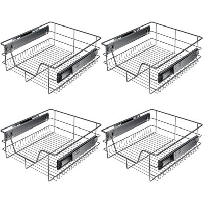KESSER ® Lot de 4 tiroirs télescopiques, largeur d'armoire, 50 cm, en acier inoxydable chromé, pour armoire de cuisine, panier coulissant, anthracite - Publicité KESSER ® Lot de 4 tiroirs télescopiques, largeur d'armoire, 50 cm, en acier inoxydable chromé, pour armoire de cuisine, panier coulissant, anthracite - Publicité