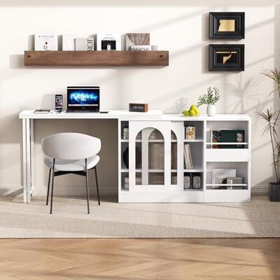 Merax Table de bar moderne avec espace de rangement et design rotatif à 360° Table de cuisine extensible avec étagère, porte en verre et buffet Table de bar pour cuisine et salon Blanc - Publicité Merax Table de bar moderne avec espace de rangement et design rotatif à 360° Table de cuisine extensible avec étagère, porte en verre et buffet Table de bar pour cuisine et salon Blanc - Publicité