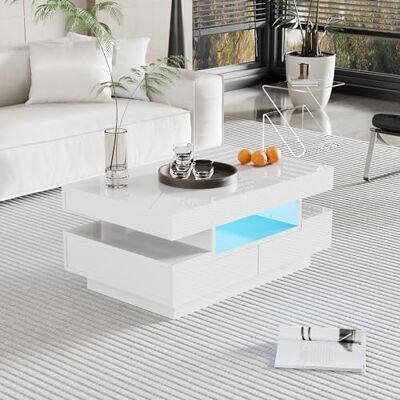 Merax Table de Salon LED Avec Espace de Rangement, Quatre Tiroirs, Moderne, 80 x 50 x 36 cm, Blanche - Publicité Merax Table de Salon LED Avec Espace de Rangement, Quatre Tiroirs, Moderne, 80 x 50 x 36 cm, Blanche - Publicité