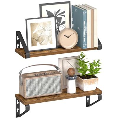 VASAGLE Étagère Murale, Tablette Flottante, Lot de 2, 2 Façons de Montage, 40 cm, pour Salon, Cuisine, Bureau, Salle de Bain, Marron Rustique et Noir Mat LWS042K01 - Publicité VASAGLE Étagère Murale, Tablette Flottante, Lot de 2, 2 Façons de Montage, 40 cm, pour Salon, Cuisine, Bureau, Salle de Bain, Marron Rustique et Noir Mat LWS042K01 - Publicité