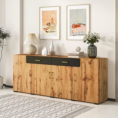 Merax Buffet de Rangement Moderne avec 4 Portes et 2 tiroirs Armoire de Rangement avec Beaucoup d'espace de Rangement Buffets pour Salle à Manger, Salon, Cuisine, Marron, 208 x 39,5 x 80 cm BV1 - Publicité Merax Buffet de Rangement Moderne avec 4 Portes et 2 tiroirs Armoire de Rangement avec Beaucoup d'espace de Rangement Buffets pour Salle à Manger, Salon, Cuisine, Marron, 208 x 39,5 x 80 cm BV1 - Publicité