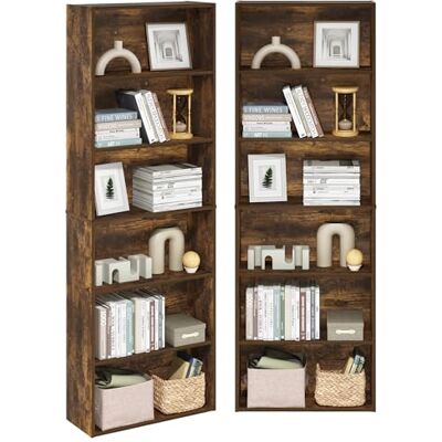 Furinno Jaya – Lot de 2 étagères à Livres à 6 Niveaux, 24,1 (P) x 62,51 (l) x 180,49 (H) cm, pour Bureau à Domicile, Salon, pin ambré - Publicité Furinno Jaya – Lot de 2 étagères à Livres à 6 Niveaux, 24,1 (P) x 62,51 (l) x 180,49 (H) cm, pour Bureau à Domicile, Salon, pin ambré - Publicité