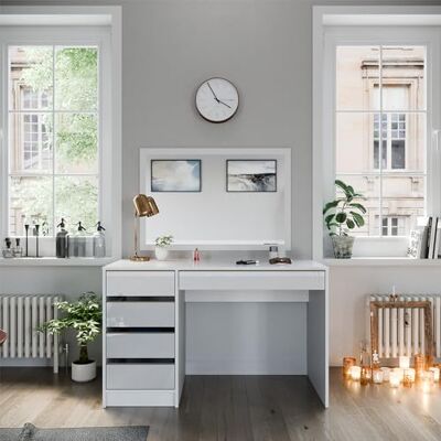 Vicco Coiffeuse Sherry, Blanc/Or, 120cm sans Miroir, 5 tiroirs pour différents Besoins de Rangement - Publicité Vicco Coiffeuse Sherry, Blanc/Or, 120cm sans Miroir, 5 tiroirs pour différents Besoins de Rangement - Publicité