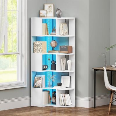 YITAHOME Bibliothèque d'angle à 6 Niveaux avec LED, étagère d'angle en Forme de L, étagère d'angle, étagère de Rangement pour Bureau, étude, Salon, Chambre à Coucher, 64 x 41,5 x 159,5 cm, Blanc - Publicité YITAHOME Bibliothèque d'angle à 6 Niveaux avec LED, étagère d'angle en Forme de L, étagère d'angle, étagère de Rangement pour Bureau, étude, Salon, Chambre à Coucher, 64 x 41,5 x 159,5 cm, Blanc - Publicité