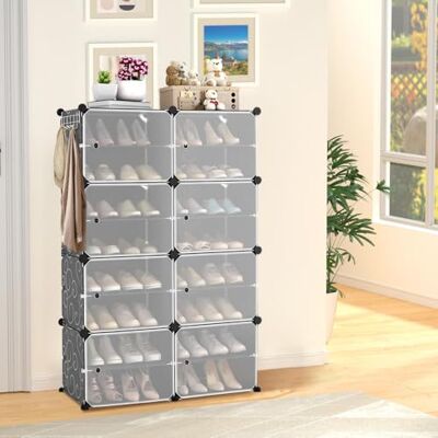LANTUS Meuble Chaussure, 8 Niveaux Rangement Chaussure 20-32 Paires Etagere Chaussure, Armoire a Chaussures avec Porte pour Entrée Salon Chambre-83 x 32 x 125,5 cm (Noir) - Publicité LANTUS Meuble Chaussure, 8 Niveaux Rangement Chaussure 20-32 Paires Etagere Chaussure, Armoire a Chaussures avec Porte pour Entrée Salon Chambre-83 x 32 x 125,5 cm (Noir) - Publicité