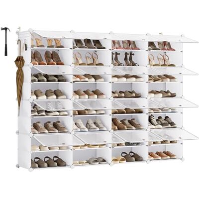 SONGMICS Étagère à Chaussures, Modulable, Rangement pour Chaussures, pour Vestiaire, Entrée, 16 Compartiments, pour 64 Paires, Blanc Nuage et Transparent LPC045WH01 - Publicité SONGMICS Étagère à Chaussures, Modulable, Rangement pour Chaussures, pour Vestiaire, Entrée, 16 Compartiments, pour 64 Paires, Blanc Nuage et Transparent LPC045WH01 - Publicité