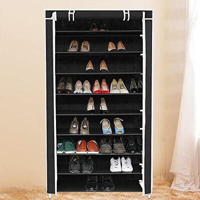 LANTUS Armoire de Rangement Pliable Armoire à Chaussures en Tissu Pliante penderie avec 10 Etagères pour 40 Paires de Chaussures– Garde-Robe Placard Camping (88 * 28 * 160cm (Noir)) - Publicité LANTUS Armoire de Rangement Pliable Armoire à Chaussures en Tissu Pliante penderie avec 10 Etagères pour 40 Paires de Chaussures– Garde-Robe Placard Camping (88 * 28 * 160cm (Noir)) - Publicité