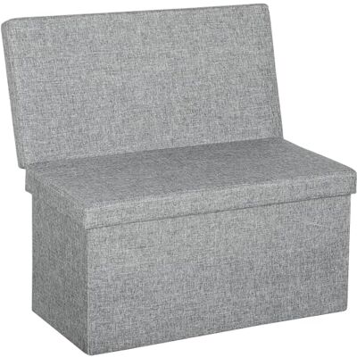 HOMCOM Banc de Rangement Pliant pour Chevet avec Dossier, Tabouret en Tissu Effet Lin avec Compartiment 77L pour Salon et Salle de séjour, 76x50x73 cm, Gris - Publicité HOMCOM Banc de Rangement Pliant pour Chevet avec Dossier, Tabouret en Tissu Effet Lin avec Compartiment 77L pour Salon et Salle de séjour, 76x50x73 cm, Gris - Publicité