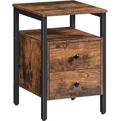 HOOBRO Table de Chevet, 40 x 40 x 61 cm, Table d'Appoint 2 tiroirs, Style Industriel, Chambre, Facile à Monter, Marron Rustique EBF43BZ01G2 - Publicité HOOBRO Table de Chevet, 40 x 40 x 61 cm, Table d'Appoint 2 tiroirs, Style Industriel, Chambre, Facile à Monter, Marron Rustique EBF43BZ01G2 - Publicité