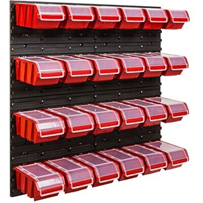 SimpleThing Système de stockage d'étagères d'atelier 78 x 78 cm 24 pièces. Boîte Étagère murale avec boîtes empilables – Plaques murales extra fortes Étagère de rangement pour garage - Publicité SimpleThing Système de stockage d'étagères d'atelier 78 x 78 cm 24 pièces. Boîte Étagère murale avec boîtes empilables – Plaques murales extra fortes Étagère de rangement pour garage - Publicité