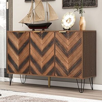 Merax Buffet, Commode Moderne avec 3 Portes, Armoire avec Beaucoup d'Espace de Rangement, pour Salon, Salle à Manger & Chambre à Coucher, 120x38x76,5 cm, Couleur Bois - Publicité Merax Buffet, Commode Moderne avec 3 Portes, Armoire avec Beaucoup d'Espace de Rangement, pour Salon, Salle à Manger & Chambre à Coucher, 120x38x76,5 cm, Couleur Bois - Publicité