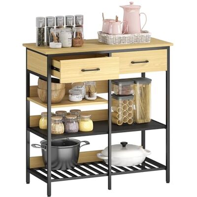 HOMCOM Buffet Commode avec 2 tiroirs, 3 étagères Ouvertes Armoire de Rangement pour Cuisine, Salon, Salle à Manger 90 x 40 x 91 cm Bois Naturel - Publicité HOMCOM Buffet Commode avec 2 tiroirs, 3 étagères Ouvertes Armoire de Rangement pour Cuisine, Salon, Salle à Manger 90 x 40 x 91 cm Bois Naturel - Publicité