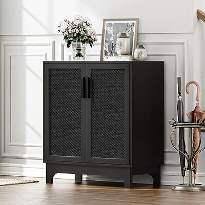 Yvsevnr Noir Meuble de Rangement et Rotin, Buffet Salon Moderne avec Étagères Réglables, Meuble de Cuisine avec 2 Portes, Armoire de Rangement pour Salon, Cuisine, Chambre - Publicité Yvsevnr Noir Meuble de Rangement et Rotin, Buffet Salon Moderne avec Étagères Réglables, Meuble de Cuisine avec 2 Portes, Armoire de Rangement pour Salon, Cuisine, Chambre - Publicité