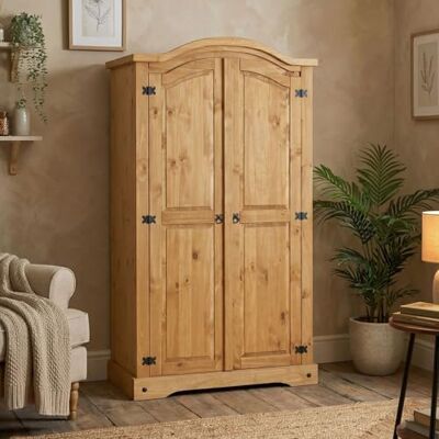 IDIMEX Armoire Salsa penderie pour vêtements Style Mexicain, avec 2 Portes battantes et 1 étagère, en pin Massif Finition teintée/cirée - Publicité IDIMEX Armoire Salsa penderie pour vêtements Style Mexicain, avec 2 Portes battantes et 1 étagère, en pin Massif Finition teintée/cirée - Publicité