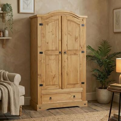 Idimex - Salsa - Pin teinté - 2 portes 1 tiroir - Armoire - Publicité Idimex - Salsa - Pin teinté - 2 portes 1 tiroir - Armoire - Publicité