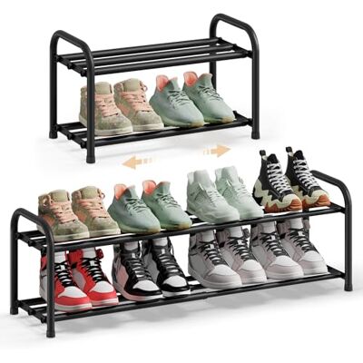 SONGMICS Étagère à Chaussures Extensible, Porte Chaussures, Étagères Réglables, Chaque Niveau Supporte 10 kg, pour Entrée, Dressing, Salon, 2 Niveaux, Noir d'encre LMR026BD01 - Publicité SONGMICS Étagère à Chaussures Extensible, Porte Chaussures, Étagères Réglables, Chaque Niveau Supporte 10 kg, pour Entrée, Dressing, Salon, 2 Niveaux, Noir d'encre LMR026BD01 - Publicité