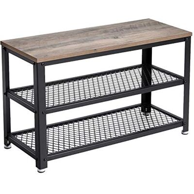VASAGLE Banc à Chaussures, Étagère de Rangement à 2 Niveaux, Organisateur, à Chaussures, 73 x 30 x 45 cm, pour entrée, Salon, Cadre en Acier, Style Industriel, Grège et Noir LBS73MB - Publicité VASAGLE Banc à Chaussures, Étagère de Rangement à 2 Niveaux, Organisateur, à Chaussures, 73 x 30 x 45 cm, pour entrée, Salon, Cadre en Acier, Style Industriel, Grège et Noir LBS73MB - Publicité