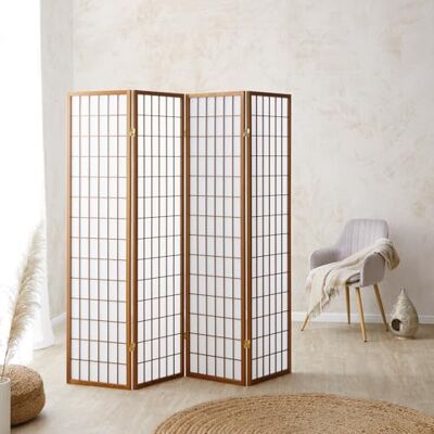 Homestyle4u 4 pan diviseur de pièce écran Pliant Bois diviseur Shoji en Riz Brun Blanc - Publicité Homestyle4u 4 pan diviseur de pièce écran Pliant Bois diviseur Shoji en Riz Brun Blanc - Publicité
