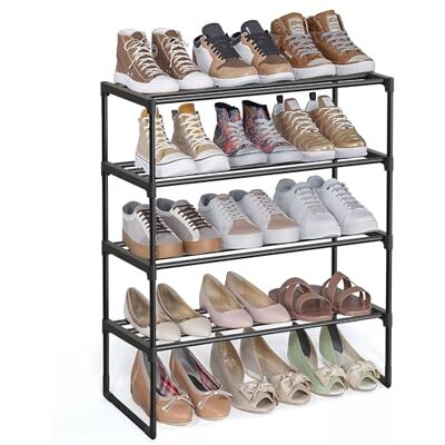 SONGMICS Étagère à chaussures à 4 niveaux, organisateur de rangement pour chaussures, étagère de rangement en métal, verticale ou à l'envers, peut contenir 10 à 15 paires, empilable, pour couloir, 30 - Publicité SONGMICS Étagère à chaussures à 4 niveaux, organisateur de rangement pour chaussures, étagère de rangement en métal, verticale ou à l'envers, peut contenir 10 à 15 paires, empilable, pour couloir, 30 - Publicité
