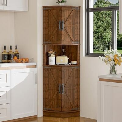BonVache Meuble d’Angle, Buffet, Meuble de Rangement, Armoire Haute, Armoire Multi-usages pour Salle à Manger, Salon, Bureau, 165x56x41.5 cm, Marron - Publicité BonVache Meuble d’Angle, Buffet, Meuble de Rangement, Armoire Haute, Armoire Multi-usages pour Salle à Manger, Salon, Bureau, 165x56x41.5 cm, Marron - Publicité