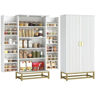 HOMCOM Buffet Cuisine, Meuble Cuisine Rangement, vaisselier Moderne avec 12 étagères à Portes, étagères réglables et Double Porte à Lattes, pour Salle à Manger, Salon, 58x29x119,5cm, Blanc - Publicité HOMCOM Buffet Cuisine, Meuble Cuisine Rangement, vaisselier Moderne avec 12 étagères à Portes, étagères réglables et Double Porte à Lattes, pour Salle à Manger, Salon, 58x29x119,5cm, Blanc - Publicité