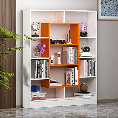 HOMIDEA Venus Bibliothèque Étagère de Rangement Étagère pour Livres Étagère pour Bureau/Salon par Le Design Moderne (Blanc/Orange) - Publicité HOMIDEA Venus Bibliothèque Étagère de Rangement Étagère pour Livres Étagère pour Bureau/Salon par Le Design Moderne (Blanc/Orange) - Publicité