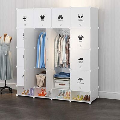LANTUS Armoire Penderie Portable, Étagère de Rangement, Cubes de Stockage Modulaire en Plastique, Assemblage Facile pour Vêtements, Accessoires, Jouets,4ème étage - Publicité LANTUS Armoire Penderie Portable, Étagère de Rangement, Cubes de Stockage Modulaire en Plastique, Assemblage Facile pour Vêtements, Accessoires, Jouets,4ème étage - Publicité