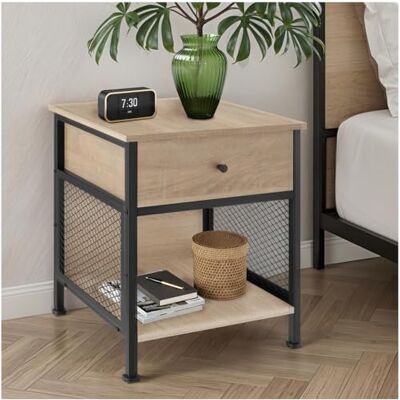 tectake ® Table de Chevet 45 x 46 x 55,5 cm, Table de Nuit à tiroir Style Industriel Chevet de lit Petit Meuble de Rangement Meuble Chambre Décoration Chambre Bout de canape Salon, Bureau, Bois Clair - Publicité tectake ® Table de Chevet 45 x 46 x 55,5 cm, Table de Nuit à tiroir Style Industriel Chevet de lit Petit Meuble de Rangement Meuble Chambre Décoration Chambre Bout de canape Salon, Bureau, Bois Clair - Publicité