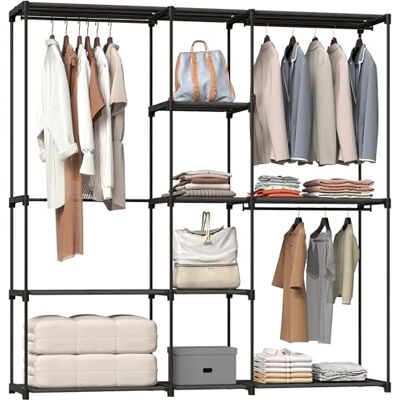 HOMCOM Armoire de Rangement, Penderie en Tissu, Armoire Chambre, Penderie Vêtement avec Barre de Suspension et Étagères, pour Vestiaire, Chambre, Dressing, 182 x 43 x 185 cm, Noir - Publicité HOMCOM Armoire de Rangement, Penderie en Tissu, Armoire Chambre, Penderie Vêtement avec Barre de Suspension et Étagères, pour Vestiaire, Chambre, Dressing, 182 x 43 x 185 cm, Noir - Publicité