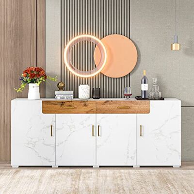 Merax Buffet de Rangement Moderne avec 4 Portes et 2 tiroirs Meuble de Rangement Armoire d'appoint avec Beaucoup d'espace de Rangement Buffets pour Salle à Manger, Salon, Cuisine, Blanc - Publicité Merax Buffet de Rangement Moderne avec 4 Portes et 2 tiroirs Meuble de Rangement Armoire d'appoint avec Beaucoup d'espace de Rangement Buffets pour Salle à Manger, Salon, Cuisine, Blanc - Publicité