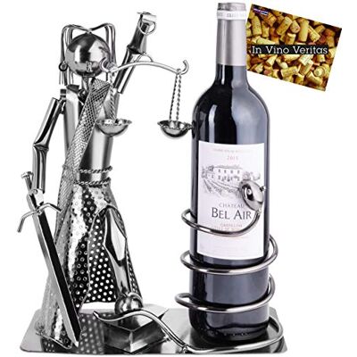 BRUBAKER Porte-Bouteille de vin Justice/Justitia & Serpent Sculpture en Métal Carte de voeux INCL. Idée Cadeau Originale - Publicité BRUBAKER Porte-Bouteille de vin Justice/Justitia & Serpent Sculpture en Métal Carte de voeux INCL. Idée Cadeau Originale - Publicité