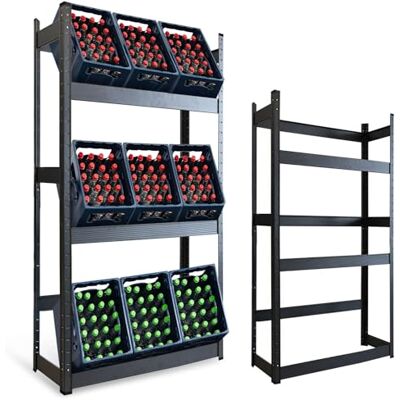 KARAT Support pour caisses de Bouteilles Osaka,Rangement Stable et Gain de Place pour Boissons,Étagère à casiers Multi-Niveaux jusqu'à 9 caisses (Noir, 200×100×30 cm (3 Niveaux)) - Publicité KARAT Support pour caisses de Bouteilles Osaka,Rangement Stable et Gain de Place pour Boissons,Étagère à casiers Multi-Niveaux jusqu'à 9 caisses (Noir, 200×100×30 cm (3 Niveaux)) - Publicité
