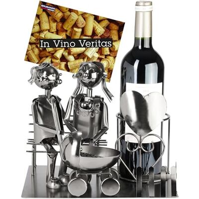 BRUBAKER Porte-Bouteilles de Vin Couple sur Banc avec Bébé Porte-Bouteilles Métal Couple d'amour avec Poussette 25 cm Porte-Bouteilles Décoration avec Carte de Voeux Cadeau de Vin pour Parents - Publicité BRUBAKER Porte-Bouteilles de Vin Couple sur Banc avec Bébé Porte-Bouteilles Métal Couple d'amour avec Poussette 25 cm Porte-Bouteilles Décoration avec Carte de Voeux Cadeau de Vin pour Parents - Publicité