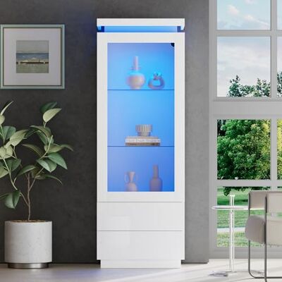 Merax Vitrine LED 60x40x171 cm Blanche Brillante – Meuble Vitrine avec Porte Acrylique, 2 Tiroirs, Étagères Verre Trempé, Armoire Vitrée Salon - Publicité Merax Vitrine LED 60x40x171 cm Blanche Brillante – Meuble Vitrine avec Porte Acrylique, 2 Tiroirs, Étagères Verre Trempé, Armoire Vitrée Salon - Publicité