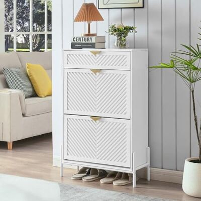 VIPLUMI Armoire à Chaussures Étroite avec 2 Tiroirs Rabattables Meuble Entrée Étagère de Rangement Cache Design Autonome et Fin pour Porte(Blanc) - Publicité VIPLUMI Armoire à Chaussures Étroite avec 2 Tiroirs Rabattables Meuble Entrée Étagère de Rangement Cache Design Autonome et Fin pour Porte(Blanc) - Publicité