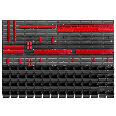 KADAX Lot de 81 Étagère murale d'atelier, 116 x 78 cm, système de stockage en plastique robuste, étagère d'atelier résistante aux UV, plaques murales extensibles, étagère pour garage, (rouge et noir) - Publicité KADAX Lot de 81 Étagère murale d'atelier, 116 x 78 cm, système de stockage en plastique robuste, étagère d'atelier résistante aux UV, plaques murales extensibles, étagère pour garage, (rouge et noir) - Publicité