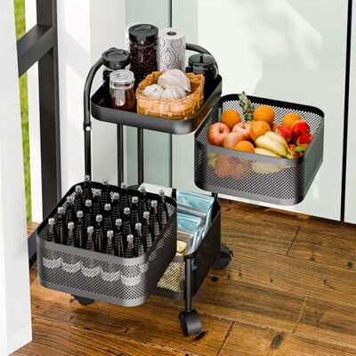 pofluany Étagère Rotative Multicouche Chariot de Cuisine Carré pour Fruits et Légumes Avec Roulettes Pour Cuisine, Salle de Bain - Publicité pofluany Étagère Rotative Multicouche Chariot de Cuisine Carré pour Fruits et Légumes Avec Roulettes Pour Cuisine, Salle de Bain - Publicité