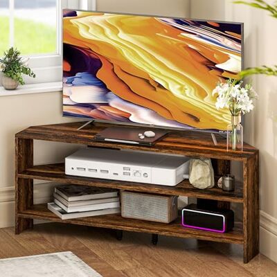 HOMCOM Meuble TV d'angle pour télévision 47 Pouces, Meuble TV Moderne avec 2 étagères Ouvertes pour Salon, Chambre à Coucher, Brun Rustique - Publicité HOMCOM Meuble TV d'angle pour télévision 47 Pouces, Meuble TV Moderne avec 2 étagères Ouvertes pour Salon, Chambre à Coucher, Brun Rustique - Publicité