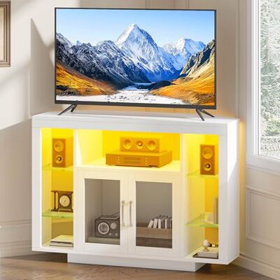 YITAHOME 100CM Meuble TV d'angle avec éclairage LED RVB, unité de télévision d'angle pour Une télévision de 55 Pouces avec 7 étagères Ouvertes du Centre de Divertissement de Jeux - Publicité YITAHOME 100CM Meuble TV d'angle avec éclairage LED RVB, unité de télévision d'angle pour Une télévision de 55 Pouces avec 7 étagères Ouvertes du Centre de Divertissement de Jeux - Publicité